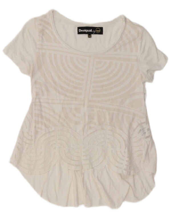 Blusa Desigual Mulher Top UK 6 XS Poliéster Geométrico Branco