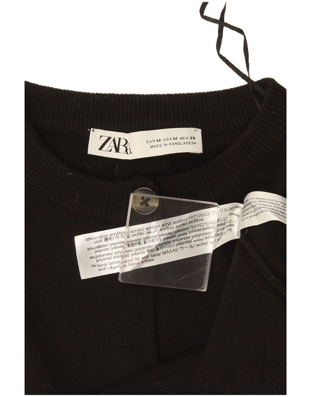 Zara Womens Bolero Jumper UK 14 Médio Preto Acrílico