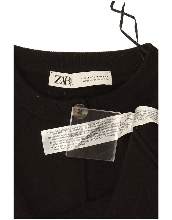 Zara Womens Bolero Jumper UK 14 Médio Preto Acrílico