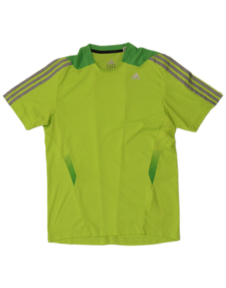 Camiseta masculina Adidas Climacool Top médio verde colorblock poliéster
