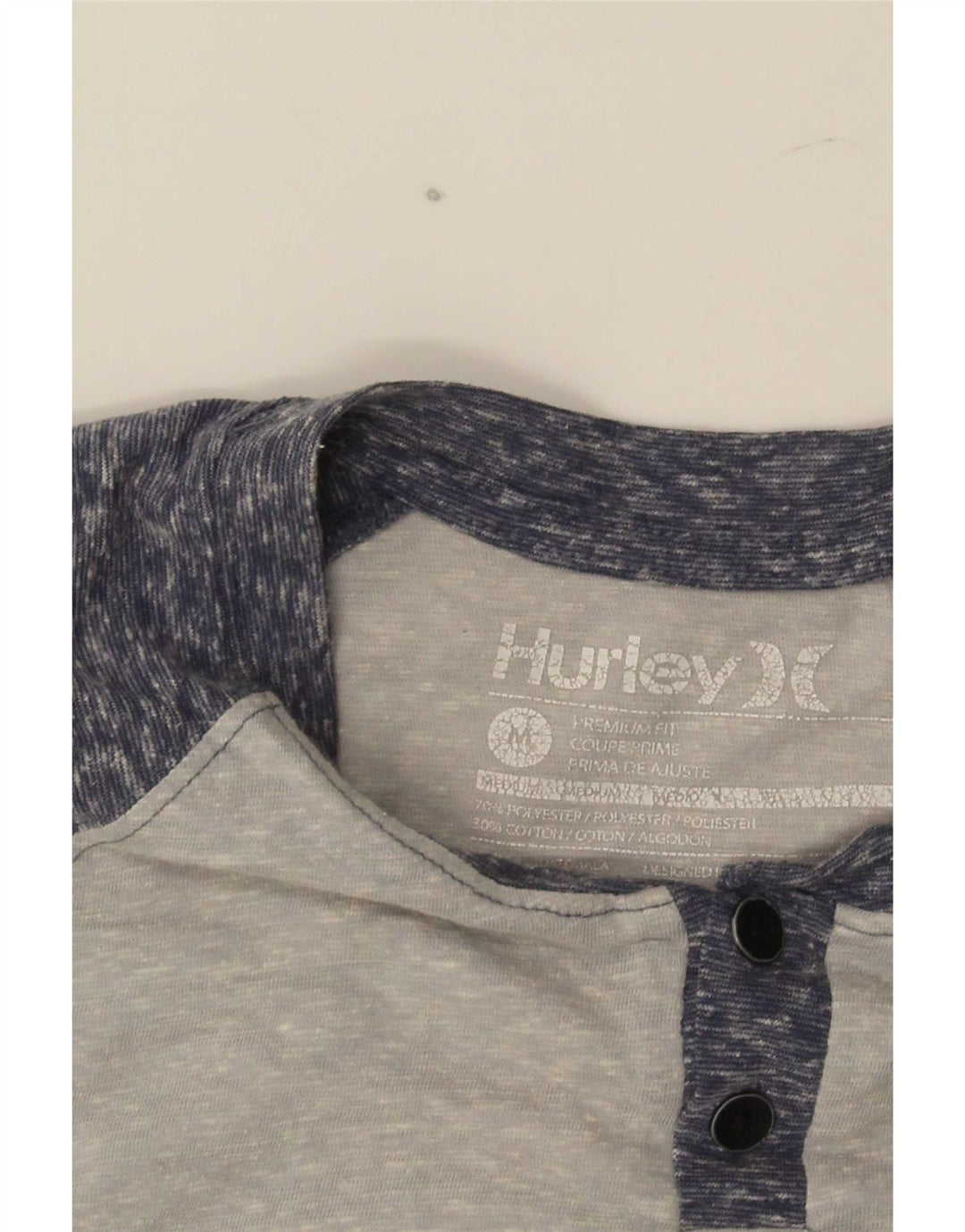 Camiseta masculina Hurley Premium Fit superior cinza médio poliéster colorblock