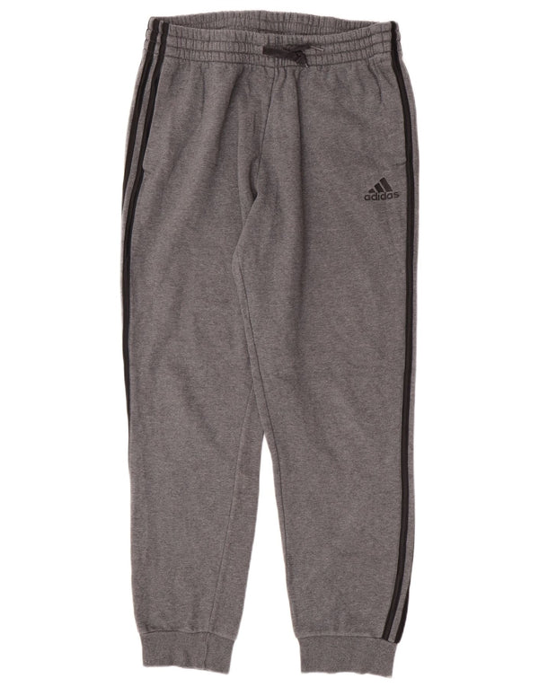 Calças de treino masculinas Adidas Joggers grandes de algodão cinza
