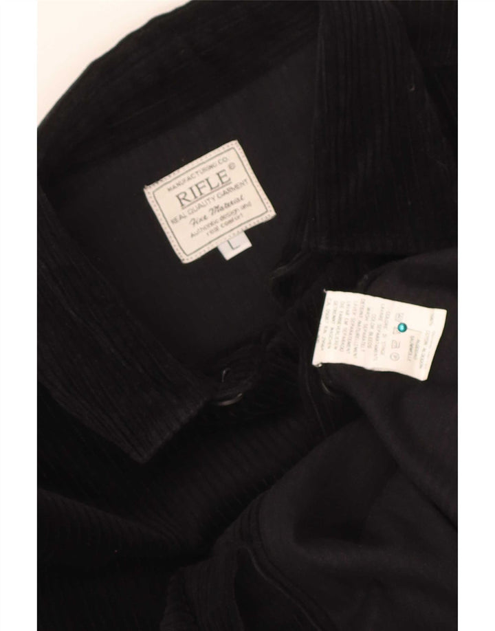 Camisa masculina de veludo Rifle grande de algodão preto