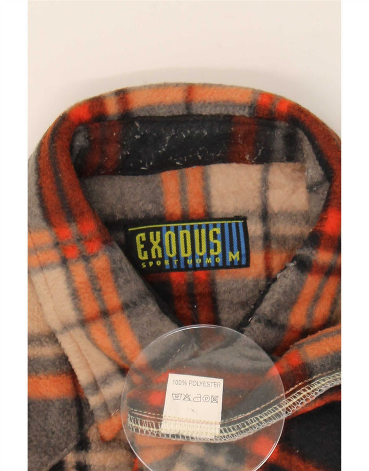 Camisa de lã masculina vintage poliéster xadrez marrom médio
