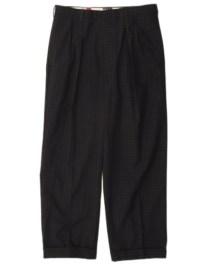 Calça casual masculina Tommy Hilfiger Pegged W33 L30 azul marinho xadrez algodão