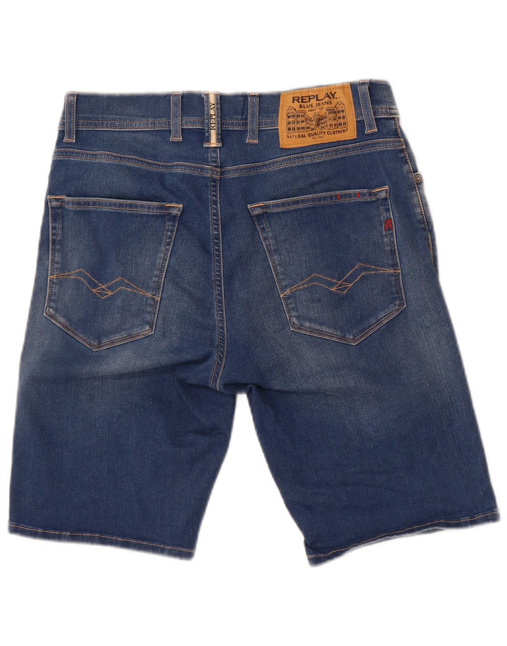 Shorts jeans masculino Replay W28 pequeno azul algodão