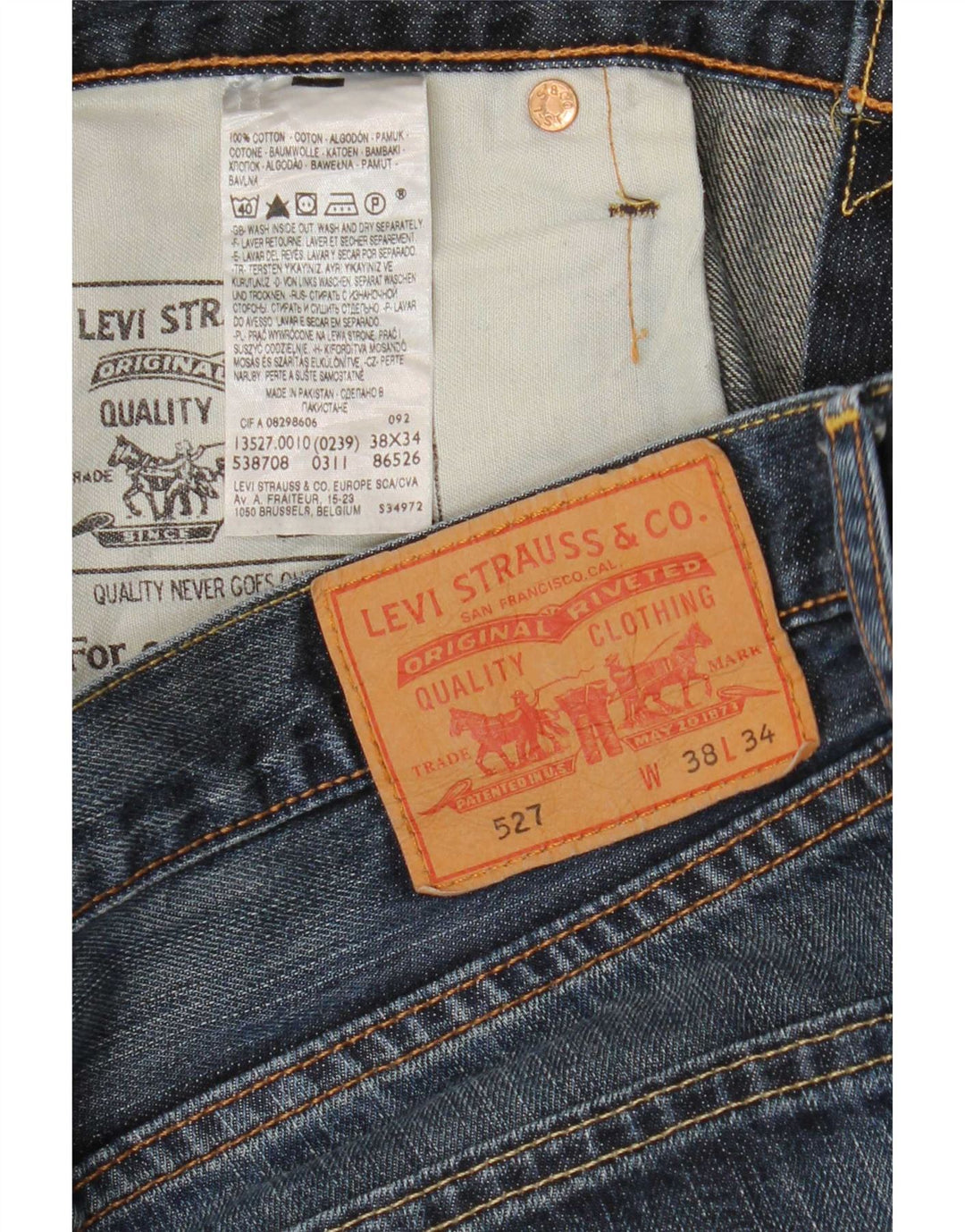 Levi's Masculino 527 Bootcut Jeans W38 L30 Azul Marinho Algodão