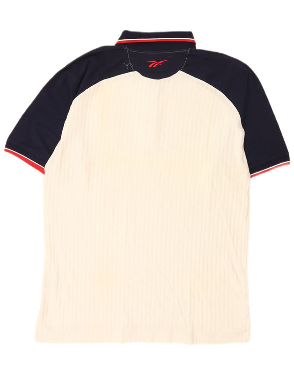 Camisa polo masculina Reebok médio branco colorblock algodão