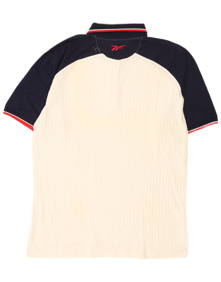 Camisa polo masculina Reebok médio branco colorblock algodão