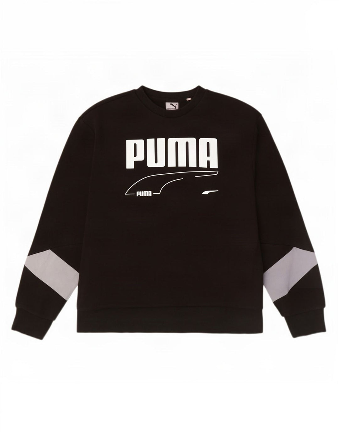 Puma Mens Graphic Moletom Jumper XL Preto Colorblock Algodão