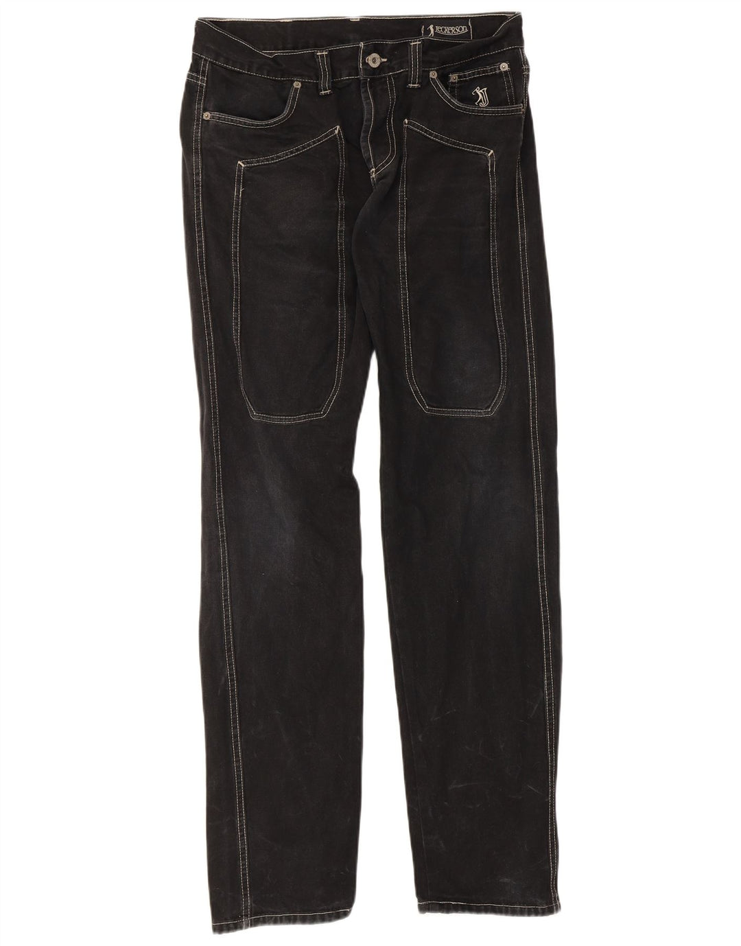 Jeckerson Mens Straight Jeans IT 48 Médio W32 L32 Algodão Preto