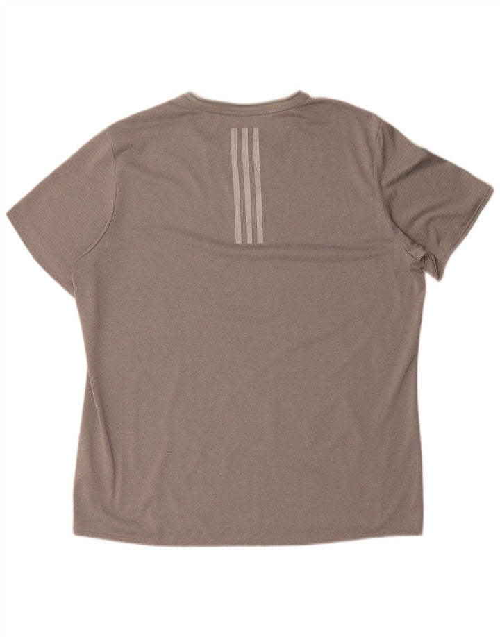 Adidas Mens Running T-Shirt Top XL Cinza Listrado Poliéster