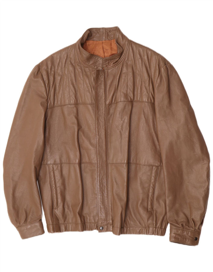 Jaqueta de couro masculina vintage UK 40 grande marrom