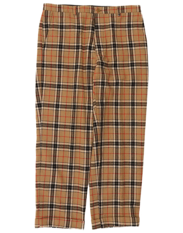 Calça chino masculina Alessandro Gherardeschi IT 50 grande W34 L28 xadrez bege