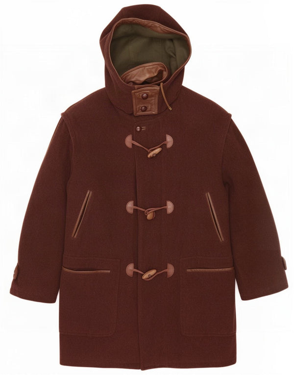 Vintage Mens Hooded Duffle Coat UK 40 Grande Marrom