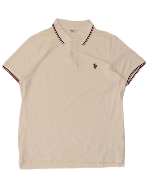 US Polo Assn. Camisa masculina XL listrada branca de algodão