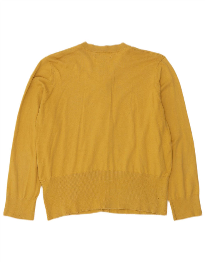 Suéter cardigã feminino Monsoon UK 22 3XL algodão amarelo