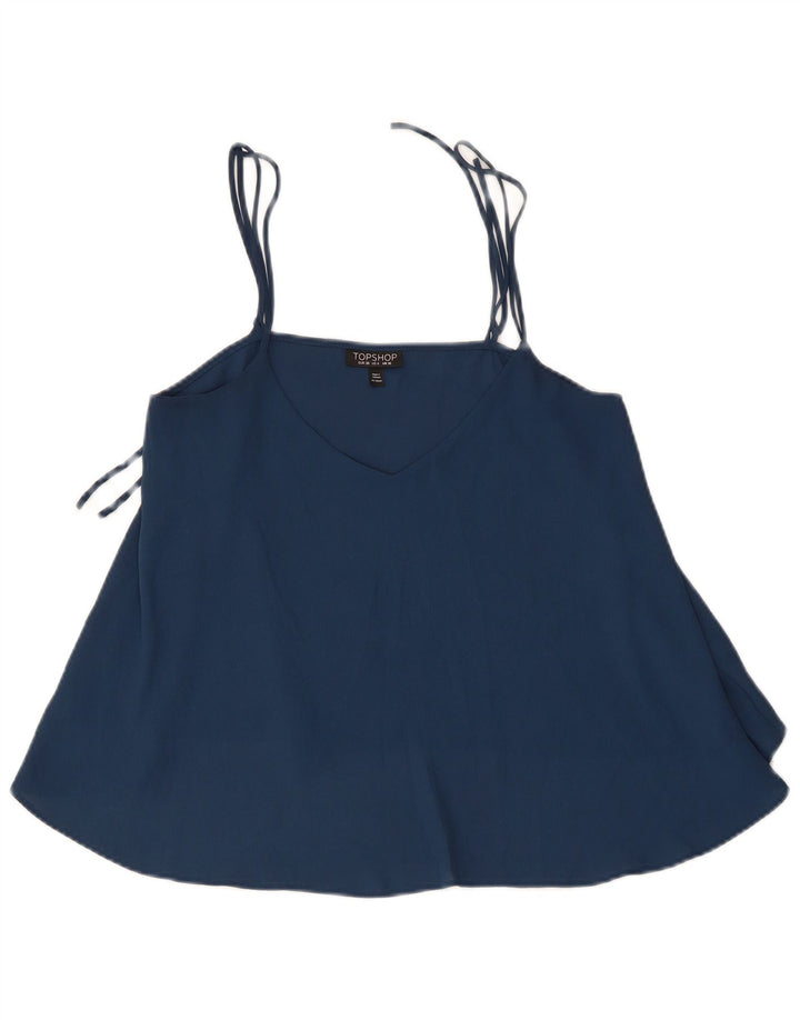 Topshop Womens Cami Top UK 10 Pequeno Azul Poliéster