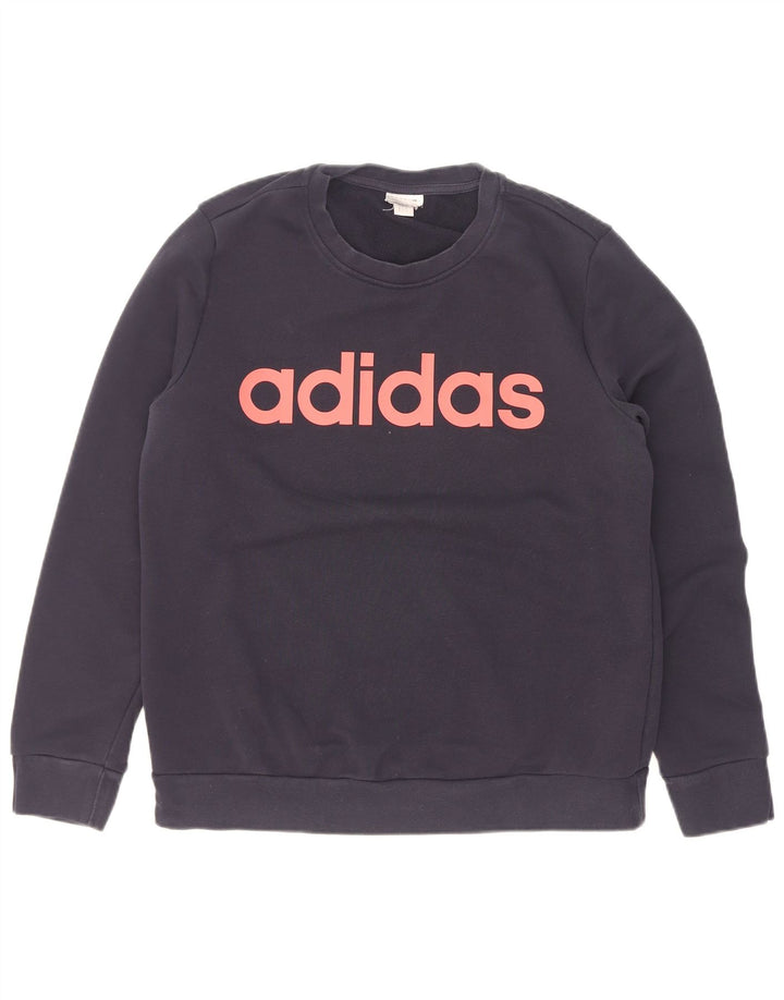 Adidas feminino gráfico moletom jumper reino unido 14 médio azul marinho