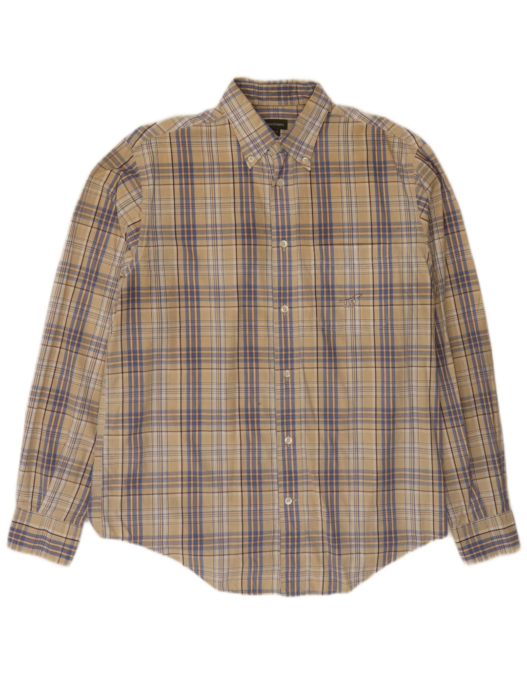 Camisa masculina HENRY COTTONS tamanho 42 grande algodão xadrez bege