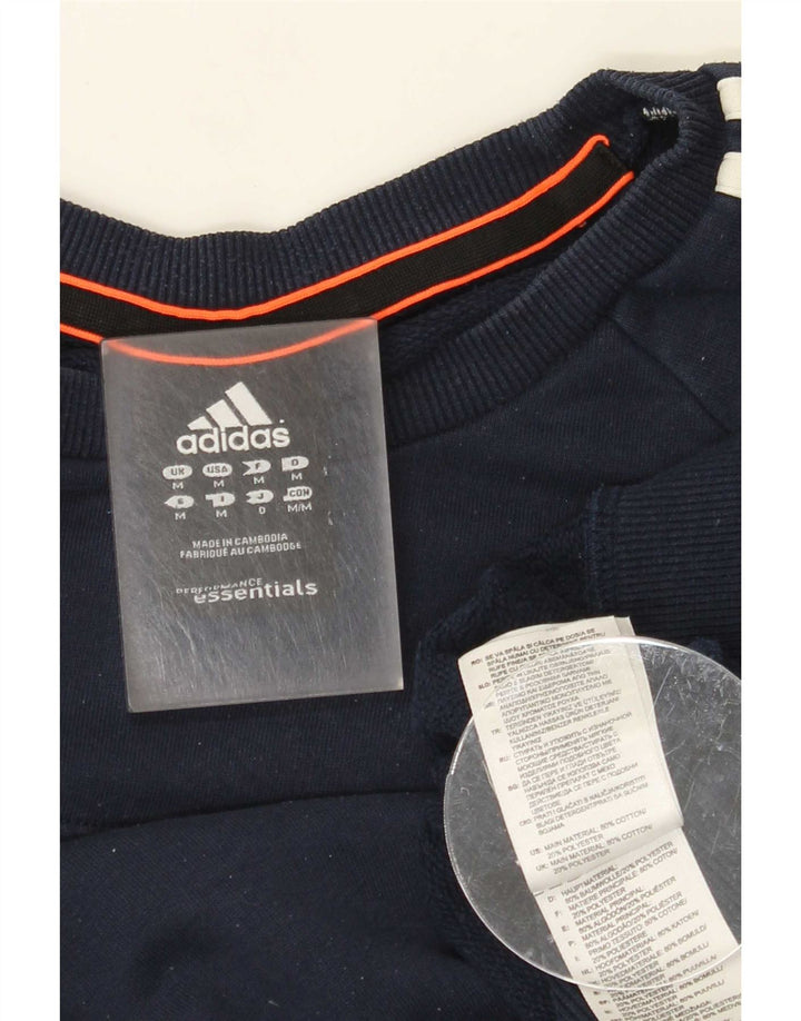 Adidas Mens Moletom Jumper Médio Azul Marinho Algodão