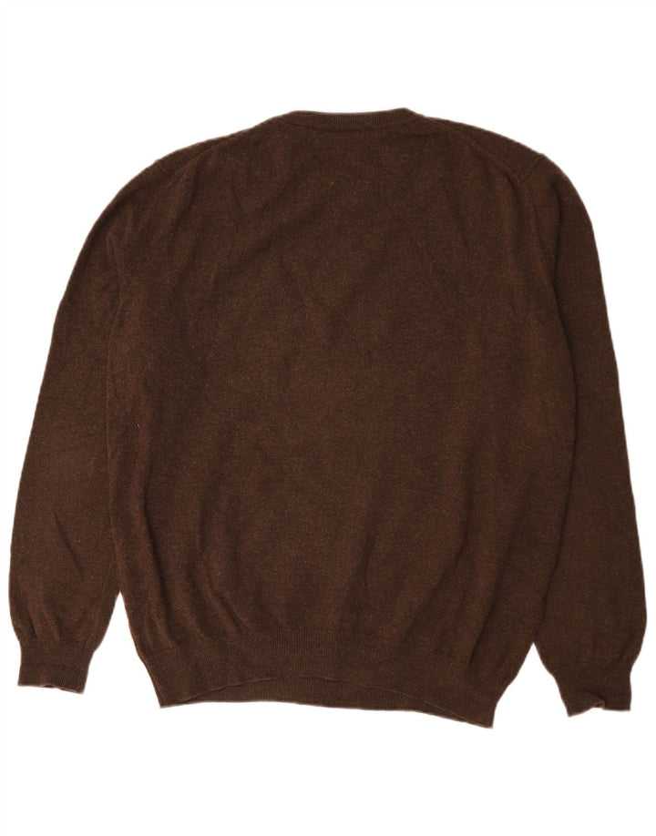 Suéter masculino Gant com gola redonda e lã de cordeiro marrom XL
