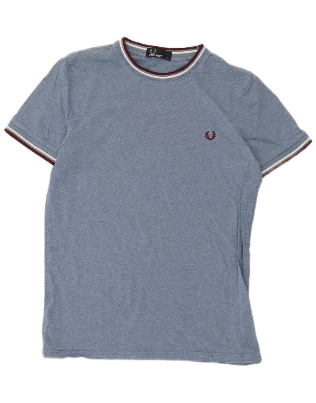 Camiseta masculina Fred Perry top pequeno algodão azul