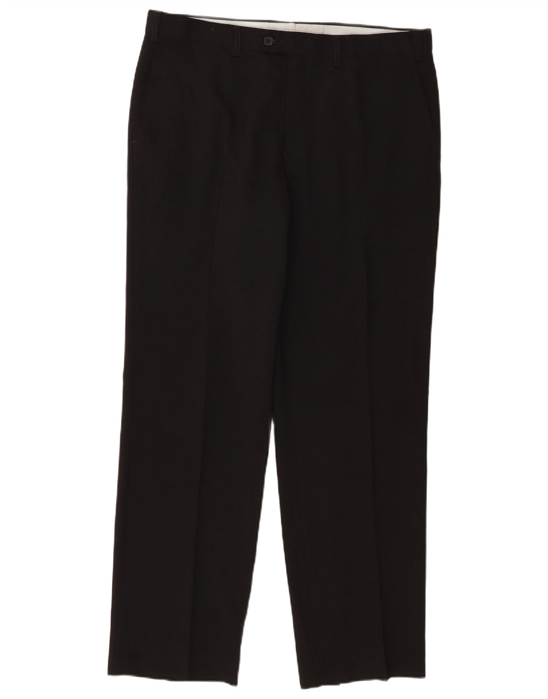 Calça masculina de terno reto Marks & Spencer W36 L31 poliéster preto