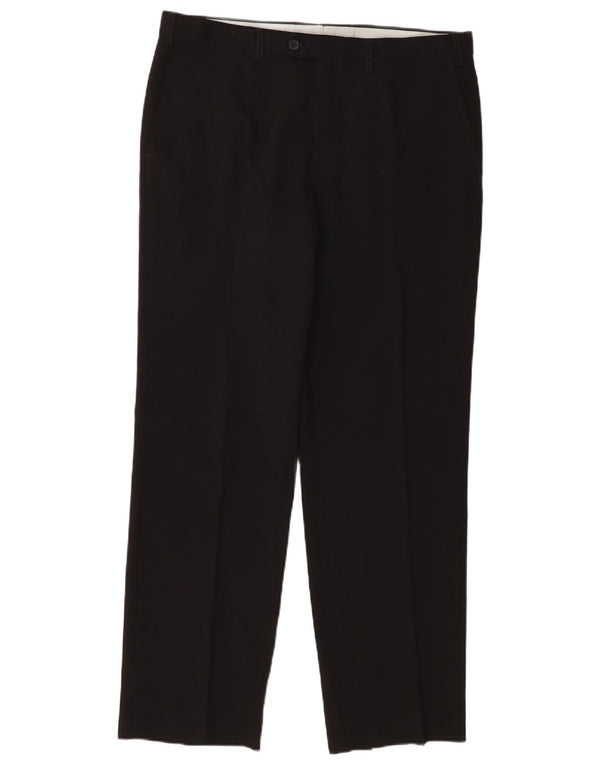 Calça masculina de terno reto Marks & Spencer W36 L31 poliéster preto