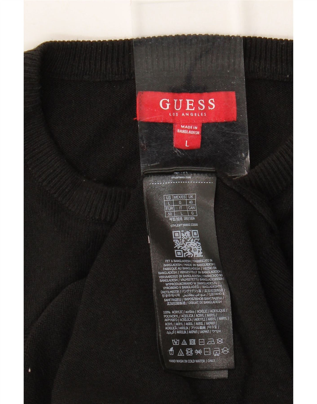 Suéter masculino GUESS com gola redonda grande acrílico preto