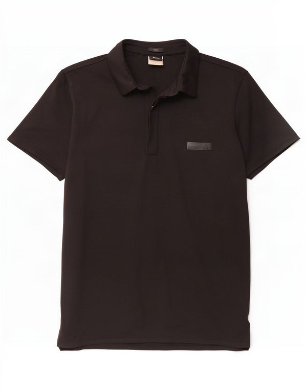 Camisa polo masculina Hugo Boss Slim Fit poliamida preta média