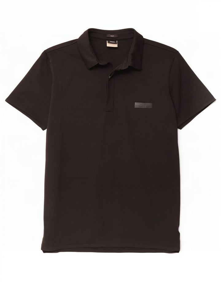 Camisa polo masculina Hugo Boss Slim Fit poliamida preta média