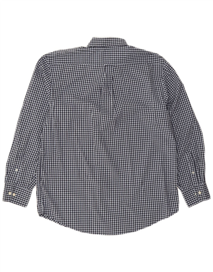 Camisa xadrez masculina Izod grande algodão guingão azul marinho