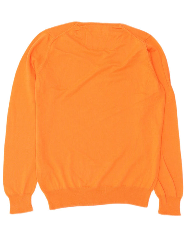 Zara Suéter masculino com gola V e algodão laranja médio