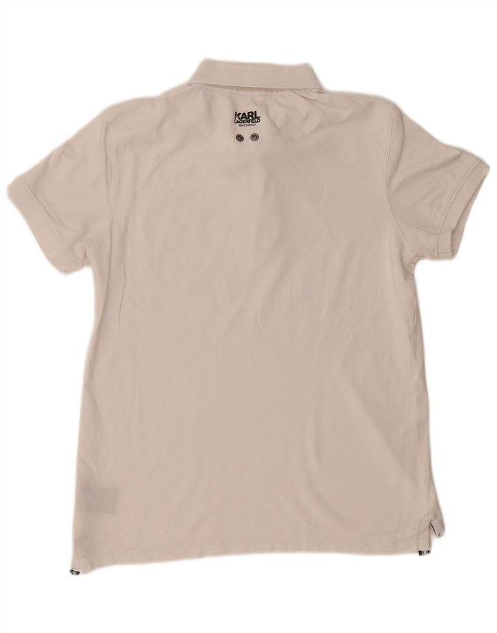 Camisa polo masculina Karl Lagerfeld de algodão branco médio