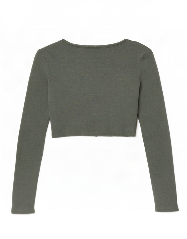Zara Cardigan Crop Feminino Top UK 6 XS Verde