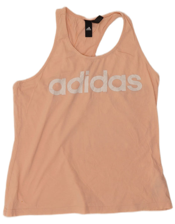 Adidas Womens Graphic Vest Top UK 16/18 Grande Algodão Rosa