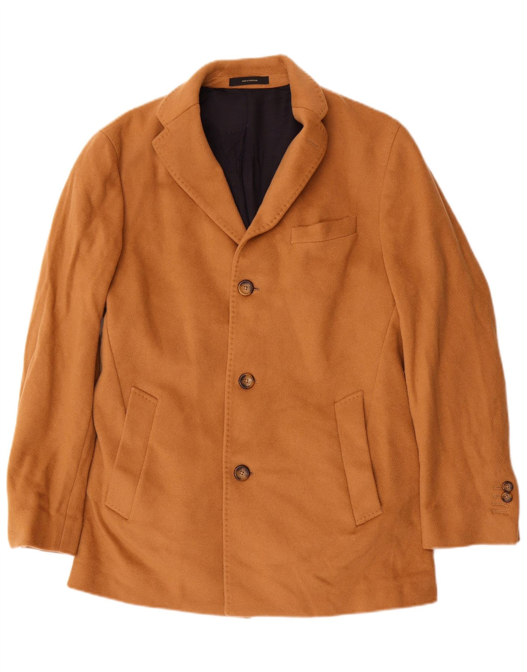 Sobretudo masculino Massimo Dutti com 3 botões EU 48 lã bege médio