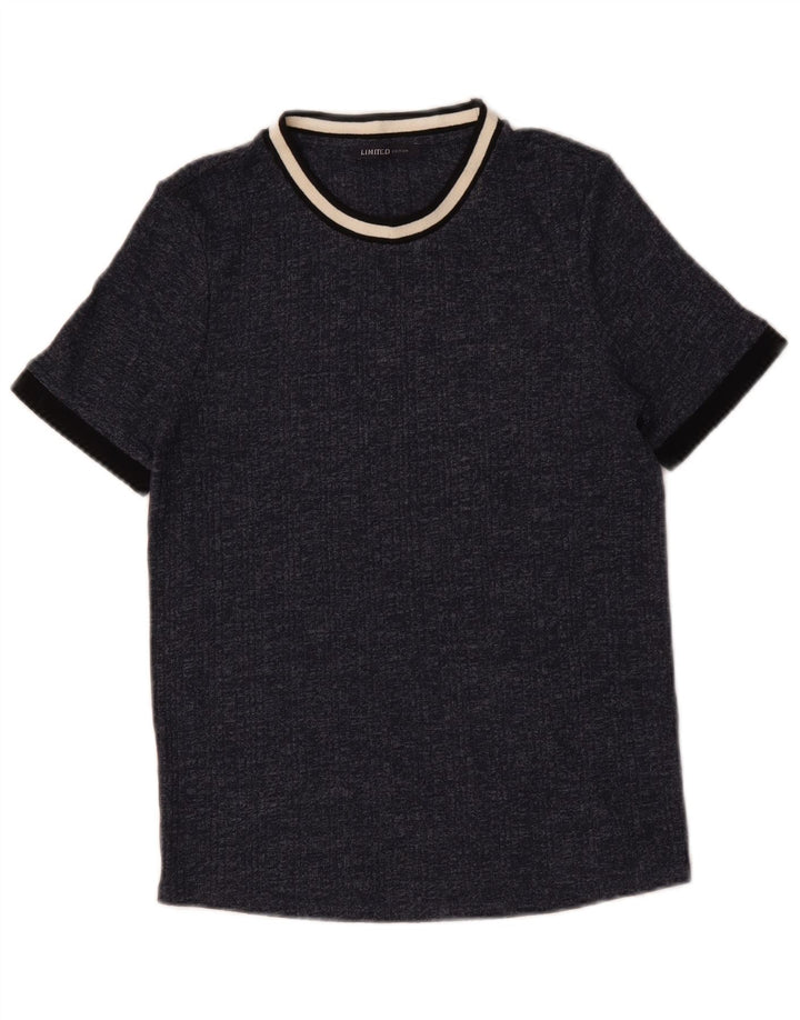 Camiseta feminina Marks & Spencer UK 14 médio azul marinho manchado