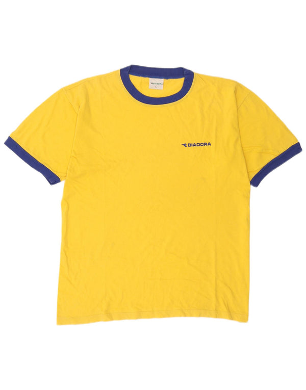 Camiseta masculina Diadora Top grande algodão colorblock amarelo