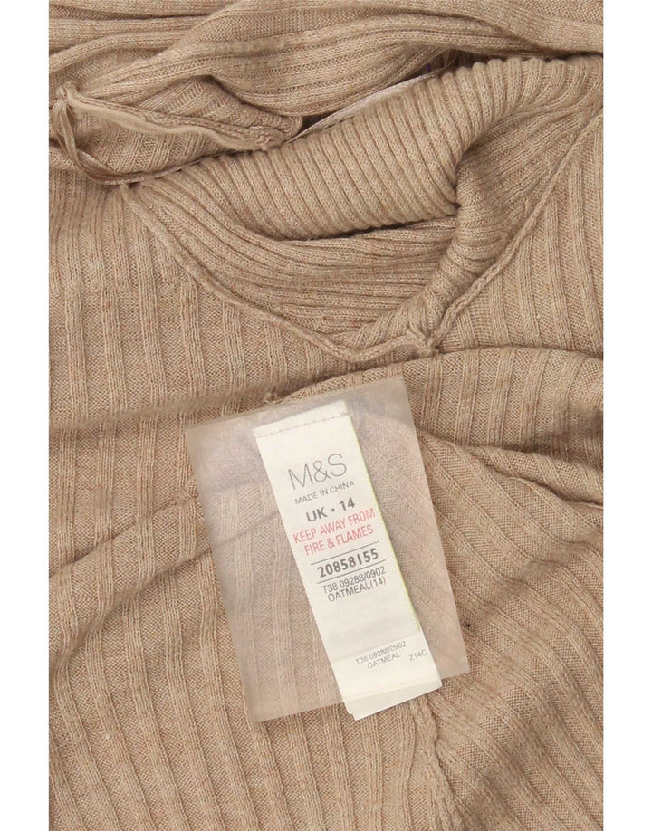 Marks & Spencer Suéter feminino Longline Open Cardigan Reino Unido 14 Médio Bege