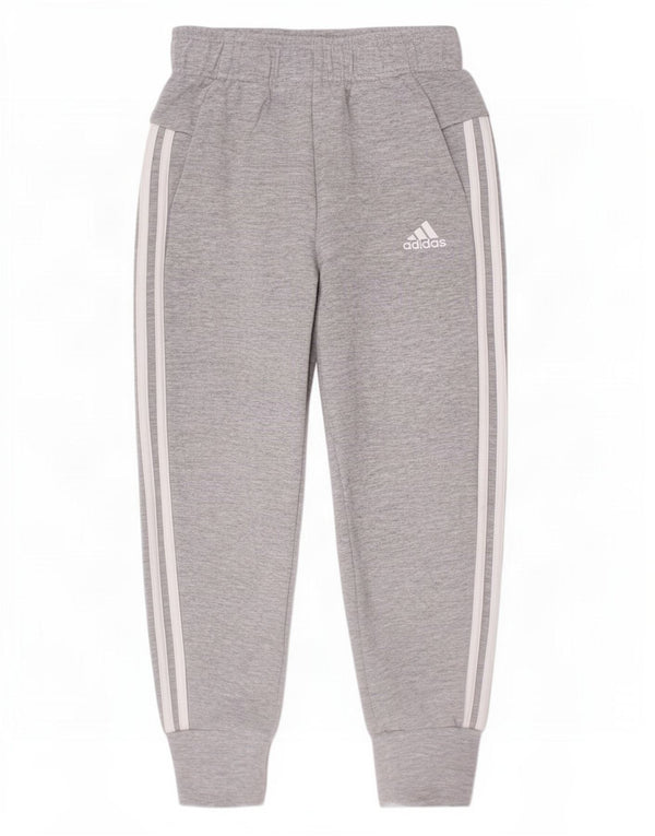 Adidas meninos calças de treino joggers 9-10 anos cinza manchado algodão