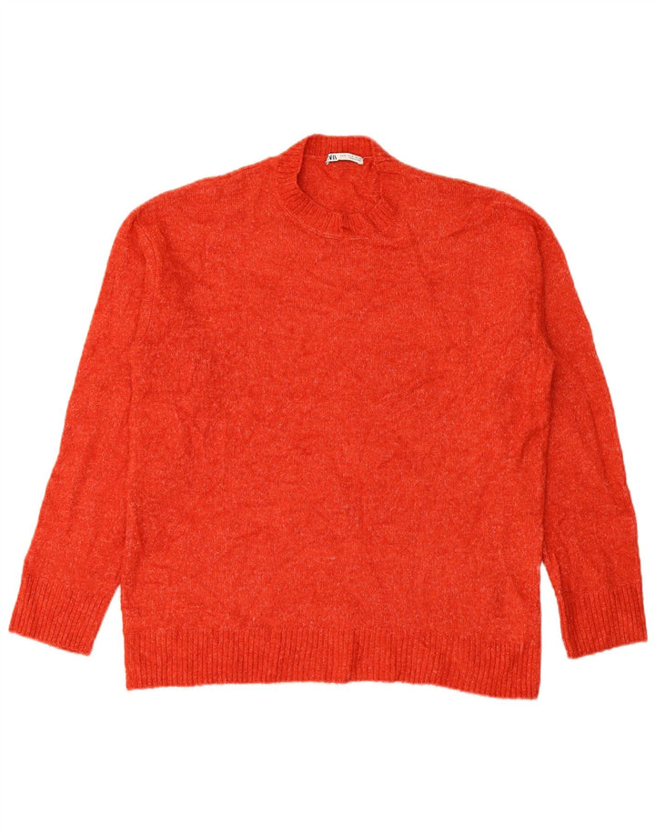 Zara Suéter masculino com gola redonda e poliéster vermelho médio