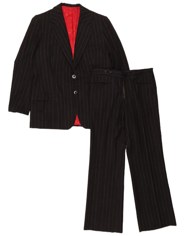 Terno masculino vintage com 2 botões UK 38 médio W30 L30 risca de giz preta