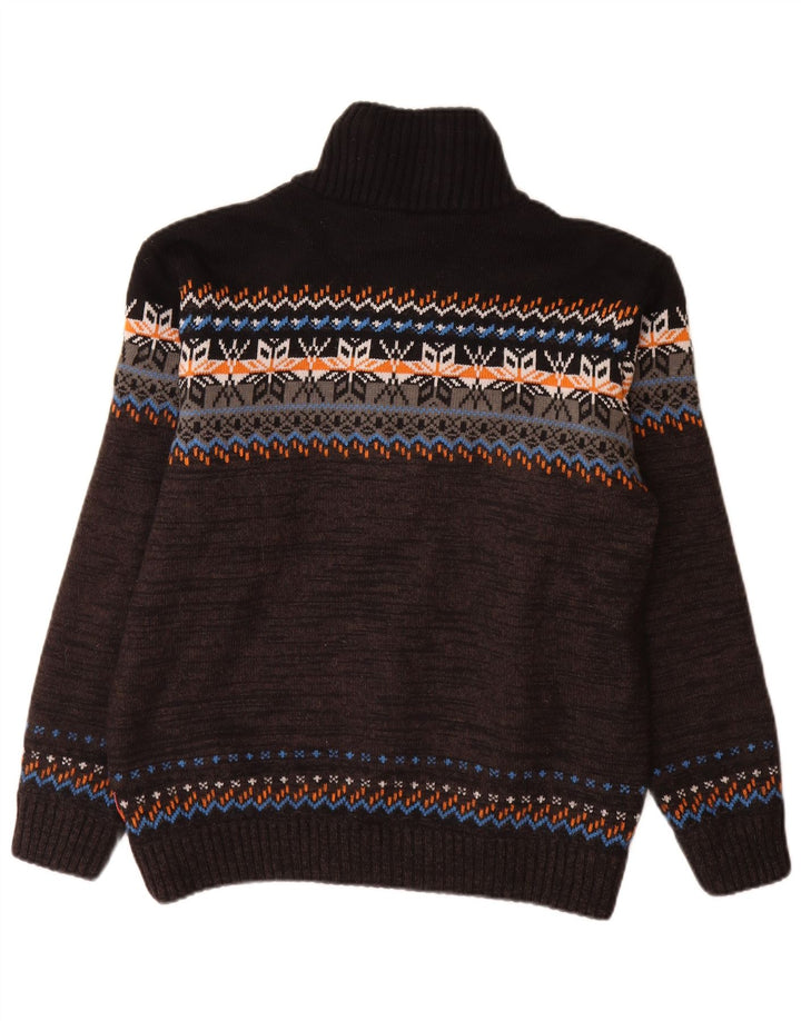 Suéter masculino CMP com zíper e pescoço IT 52 grande preto Fair Isle acrílico