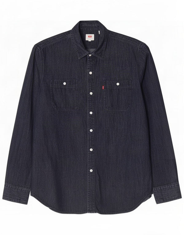 Camisa jeans masculina Levi's grande algodão azul marinho