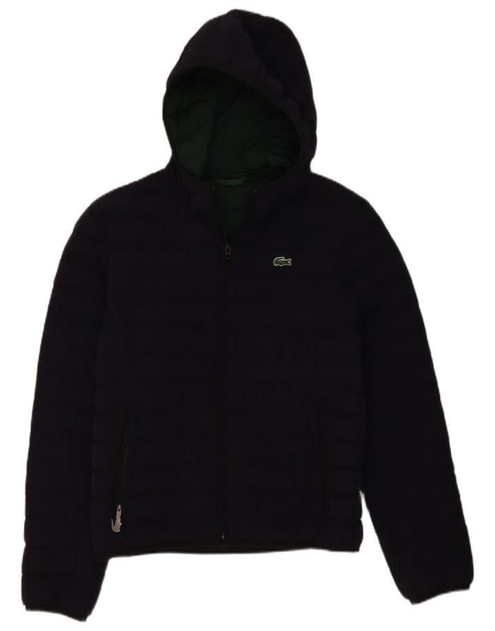 Jaqueta masculina acolchoada com capuz Lacoste EU 46 pequena azul marinho poliamida