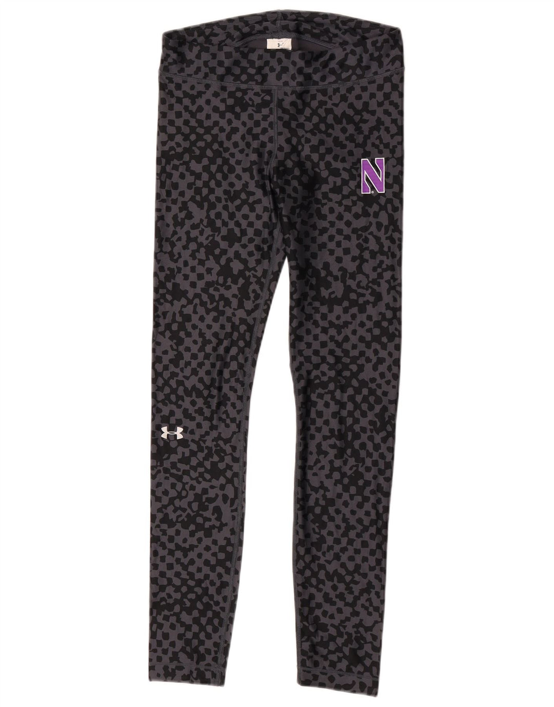 Under Armour Womens Leggings UK 12 Poliéster Geométrico Cinza Médio