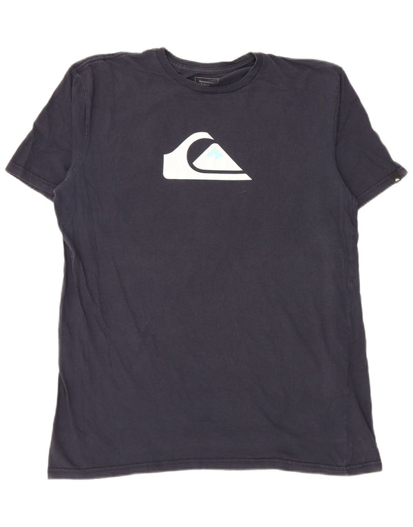 Camiseta masculina Quiksilver Regular Fit com estampa gráfica grande de algodão azul marinho