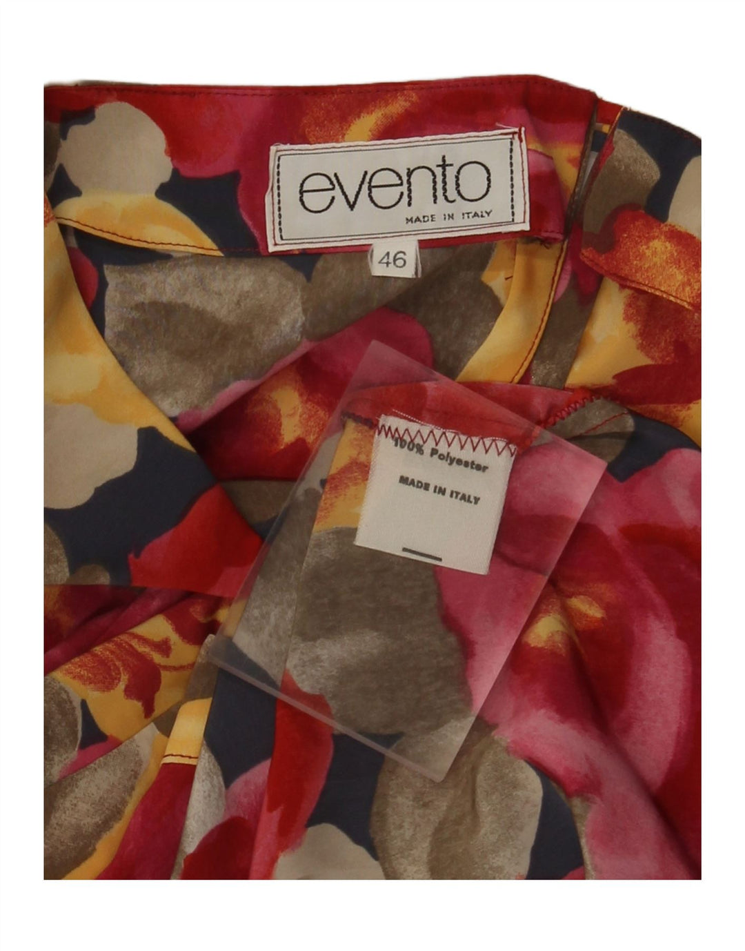 Blusa feminina vintage IT 46 grande poliéster floral multicolorido